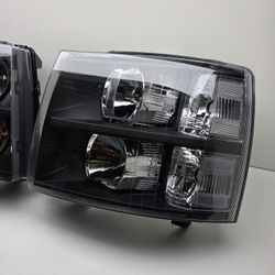 Chevrolet Silverado Black Clear Headlights 