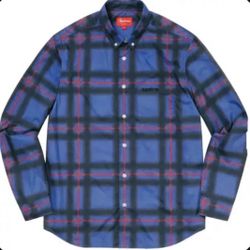Supreme 100% AUTHENTIC Spray Tartan Shirt Blue sz M NEW