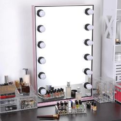 Byootique Hollywood Style Vanity Mirror with Lights Makeup Mirror Tabletop/Wall Mount, 24x34 in Rose Gold - Christmas Sale
