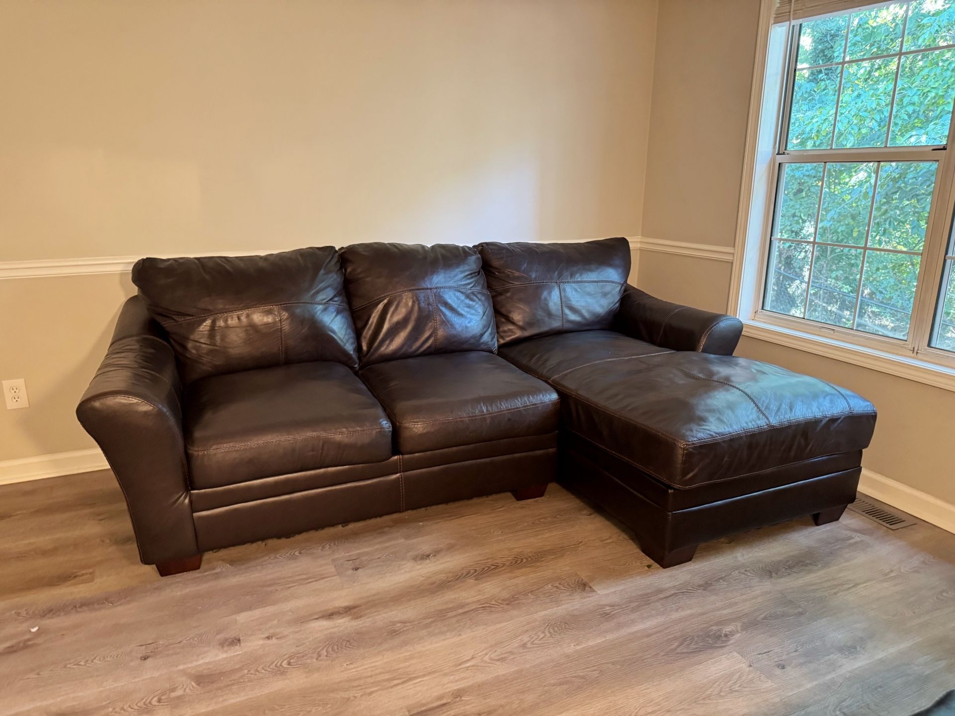 Leather Sectional with Chaise