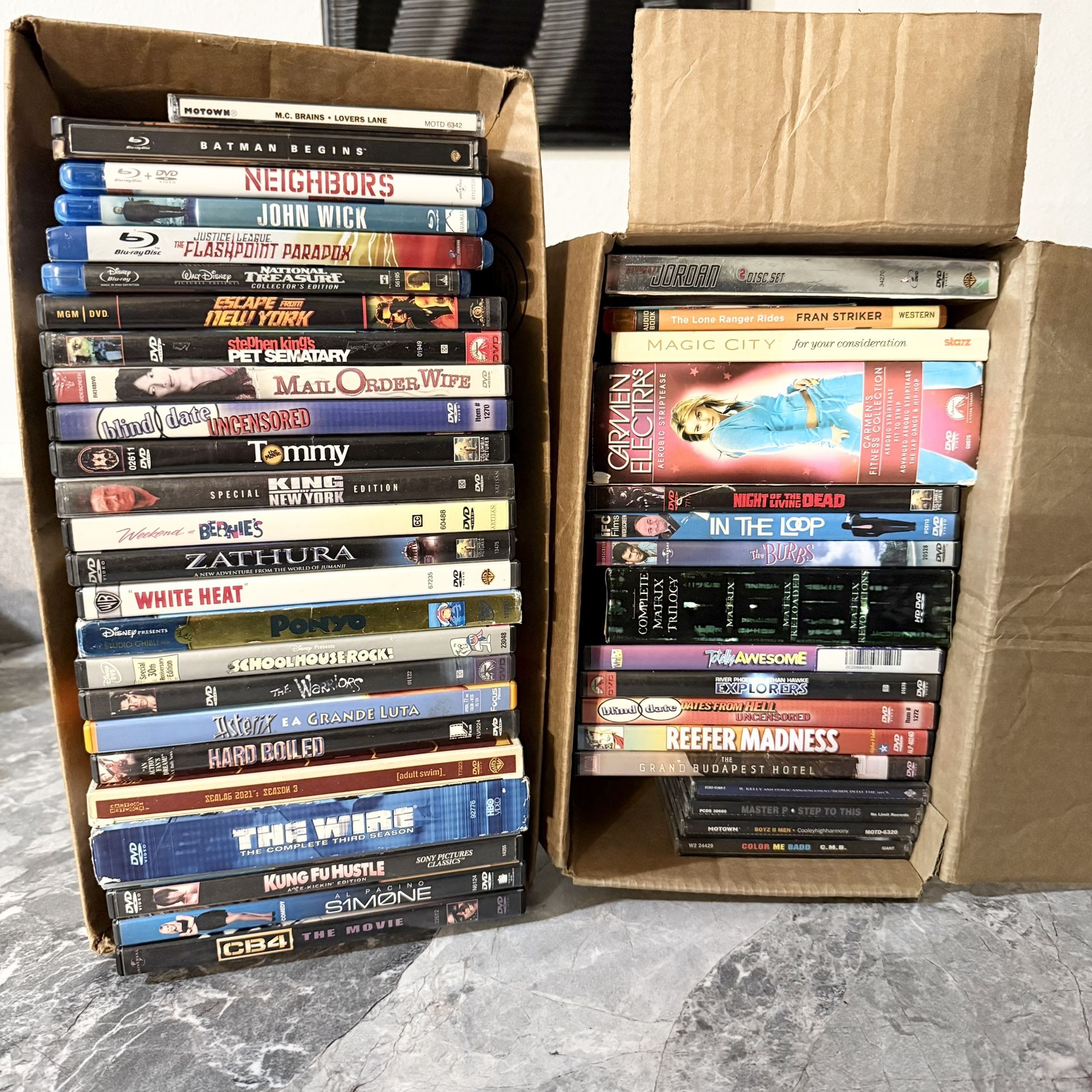 Set of 40 Movies Cds Dvds Blu-ray’s