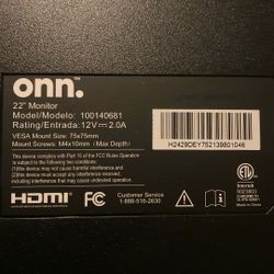 Onn gaming monitor, 22 inch monitor 