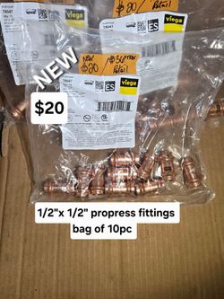New bag of 10pc 1/2"x1/2" propress fittings $36+tax retail