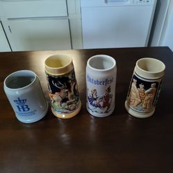 Vintage German And Brazilian Beer Mugs --- $125