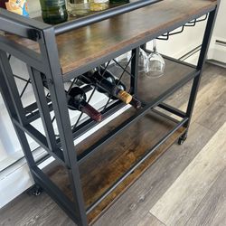 Aslee Metal Bar Cart For Sale - Rustic Brown