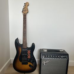 Electric guitar + amp (Fender Bullet strat)