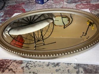 Gold Beaded Oval Wall Mirror