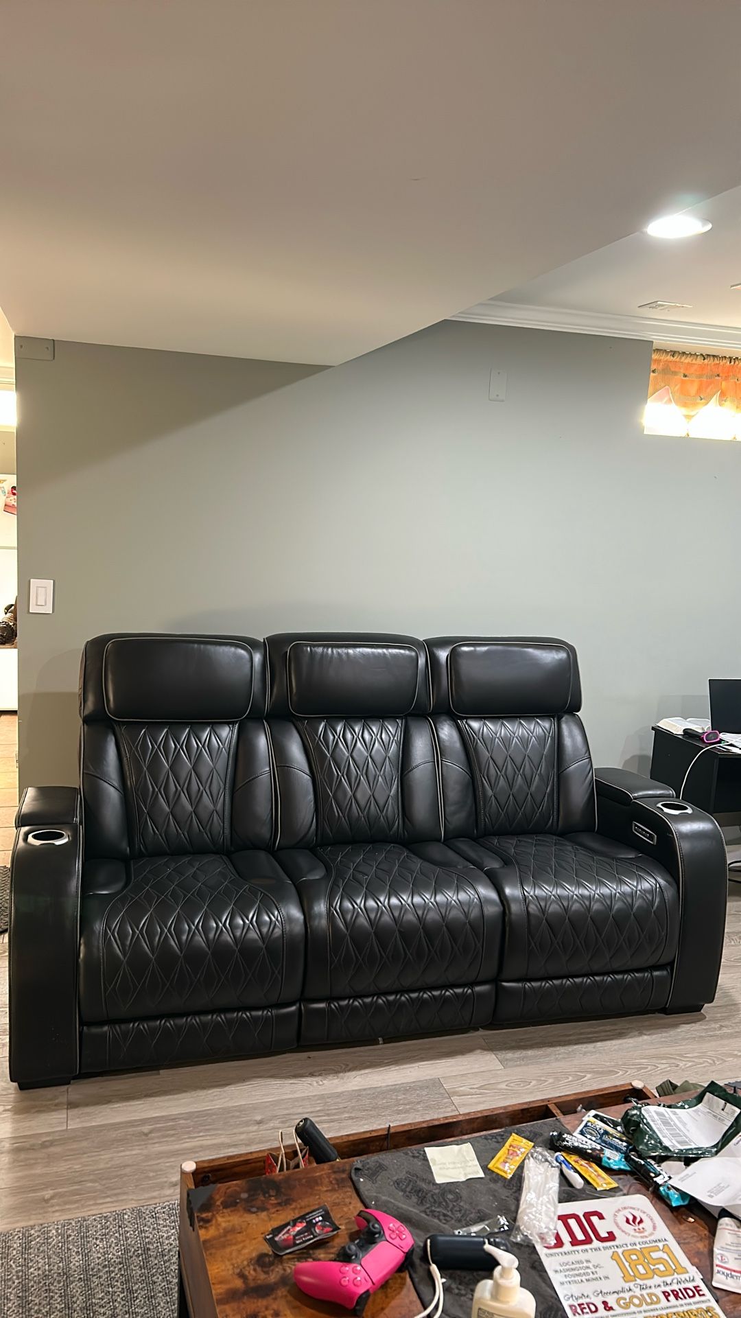 Leather Couch Recliner 3 Seats 