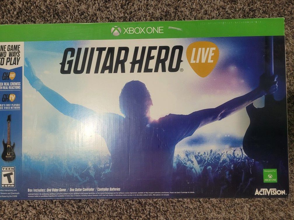 Guitar Hero Live (Xbox One, 2015) Guitar, Dongle, and Sealed Game IN BOX (batteries are not included