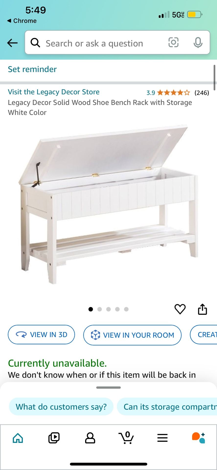 Bench Rack with Storage White Color