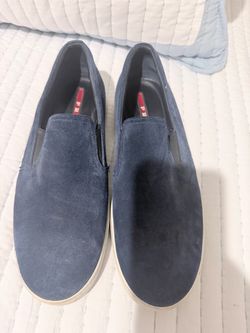Prada Linea Rossa Suede Slip-On Sneakers