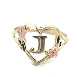 Woman’s Ladies 10k Two Toned Rose Yellow Gold Initial J in a Heart Ring Size 7 GP3130287