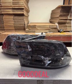 2009-2018 ram quad smoke chrome headlamps headlight 1500/2500/3500
