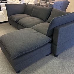 NEW CLOUD2. BLACK MODULAR SECTIONAL WITH OTTOMAN AND FREE DELIVERY 