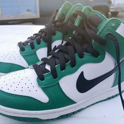 Women's Nike Dunks (Green, Black & White) In