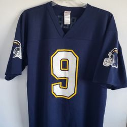 Mens XXL Vtg DREW BREES San Diego Chargers NFL PLAYERS FOOTBALL JERSEY #9 BLUE LARGE 