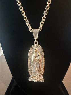 14K Gold Over 925 Silver “Virgencita de Guadalupe” Chain – 20” Hermes Link