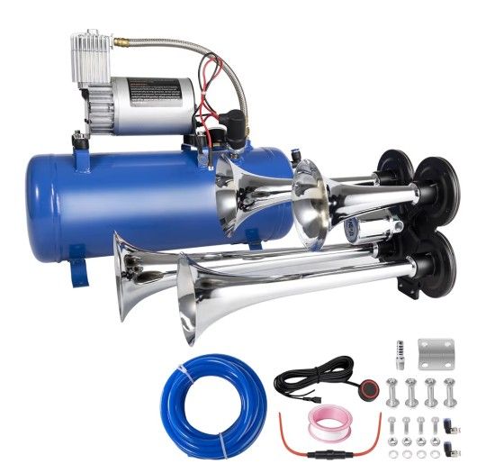 Complete Train Horns Kit, 12V 185db Super Loud