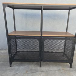 LARGE STORAGE/DISPLAY SHELF  WOOD/METAL