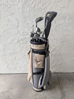 Golf clubs and bag