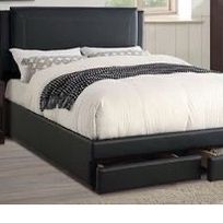 California King Size Black Leatherette Bed W Ortho Mattress Included 