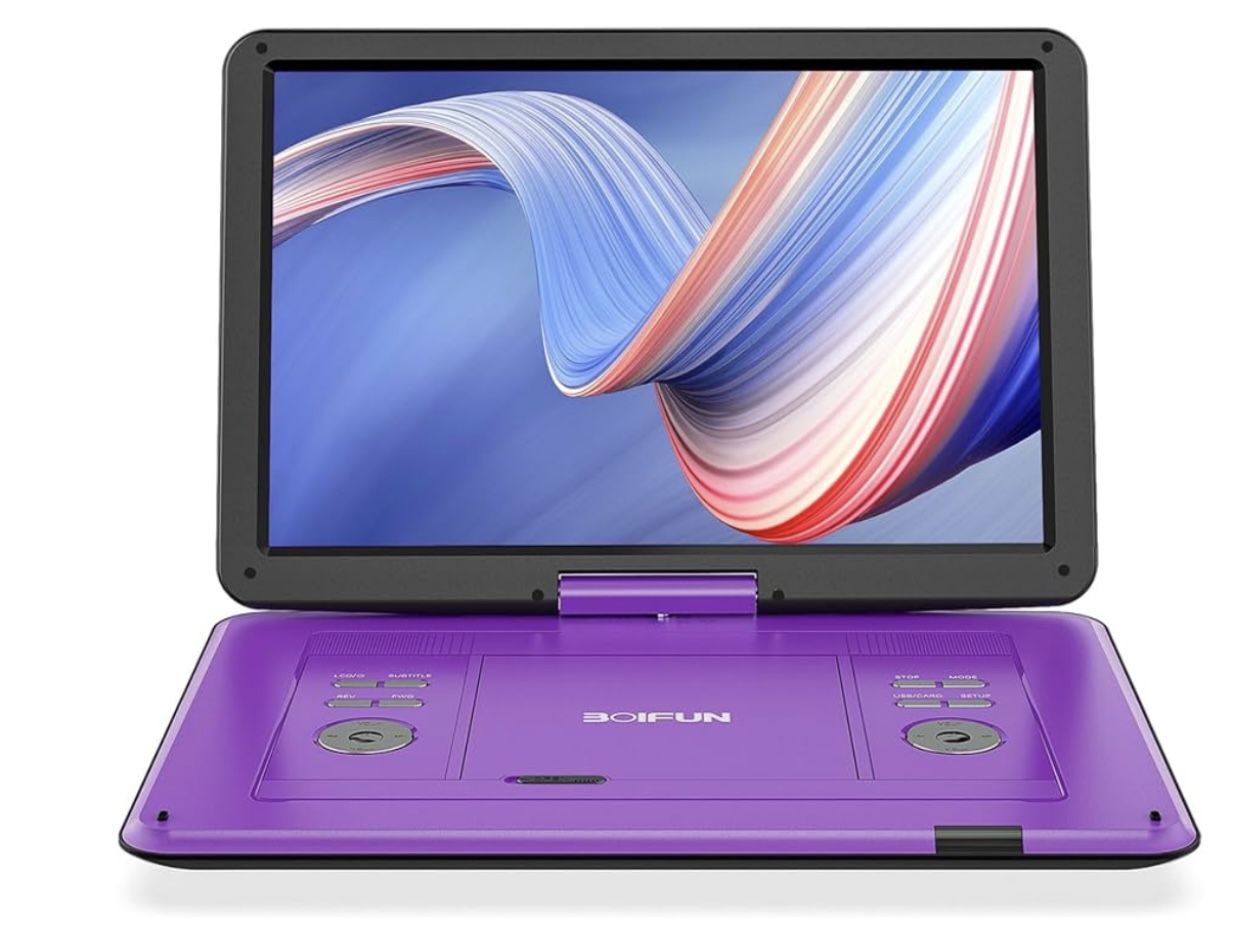 17.5" Portable DVD Player with 15.6" Large HD Screen, 6 Hours Rechargeable Battery, Support USB/SD Card/Sync TV and Multiple Disc Formats, High Volume
