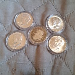 5 1964 KENNEDY HALF DOLLARS BU 