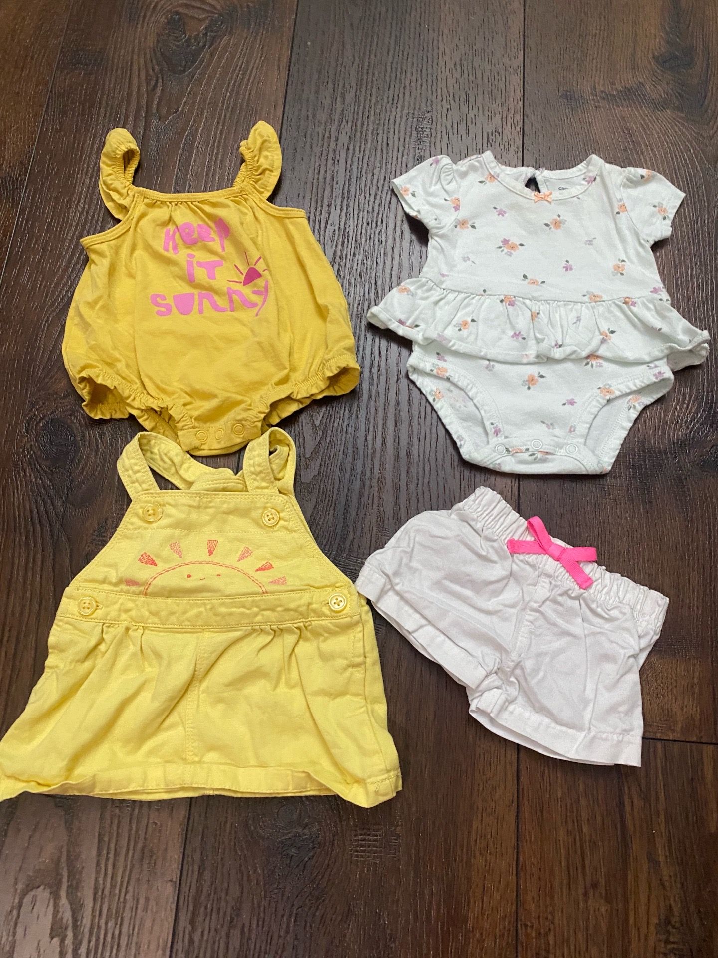 Lot of 4 Girls Rompers Shorts Dress Size 3 Months By Okie Dokie #4