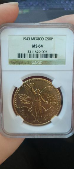 Replica 1943 Mexico gold peso in case