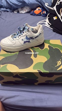 BAPE Bapesta Low-Top Sneaker White Blue Camo