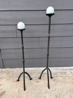 Tall Wrought Iron Floor Candle Holders ( candles included )
