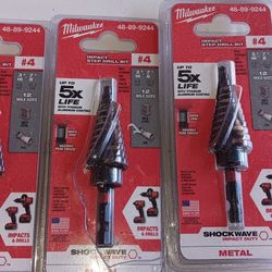 3 NEW MILWAUKEE JAM FREE STEP DRILL BITS  IMPACT #4