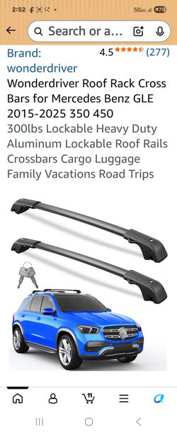Wonderdriver 300lbs Roof Rack Cross Bars Compatible with Mercedes Benz GLE 2015-2026 350 450 with Raised Side Rails, Lockable Heavy Duty Aluminum Lock