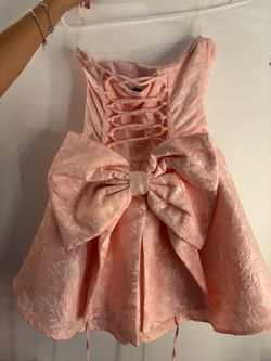 Pink Brocade Corset Mini Dress with Bow