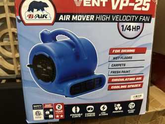 B-Air VP-25 Air Mover Fan, 1/4 HP, 900 CFM, Blue