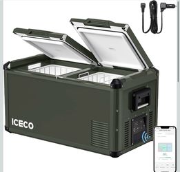 ICECO VL75ProD Portable Refrigerator, 12v Dual Zone Fridge Freezer with SECOP, 79Qt 12V Portable Freezer with Reversible Lid, Bluetooth Connect, 0°F-5