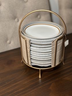 Crate&Barrel Appetizer Plates with Stand, Set of 12