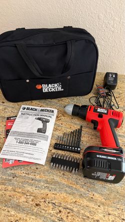 Black & Decker 12V Cordless Drill Set with Bag & Bits