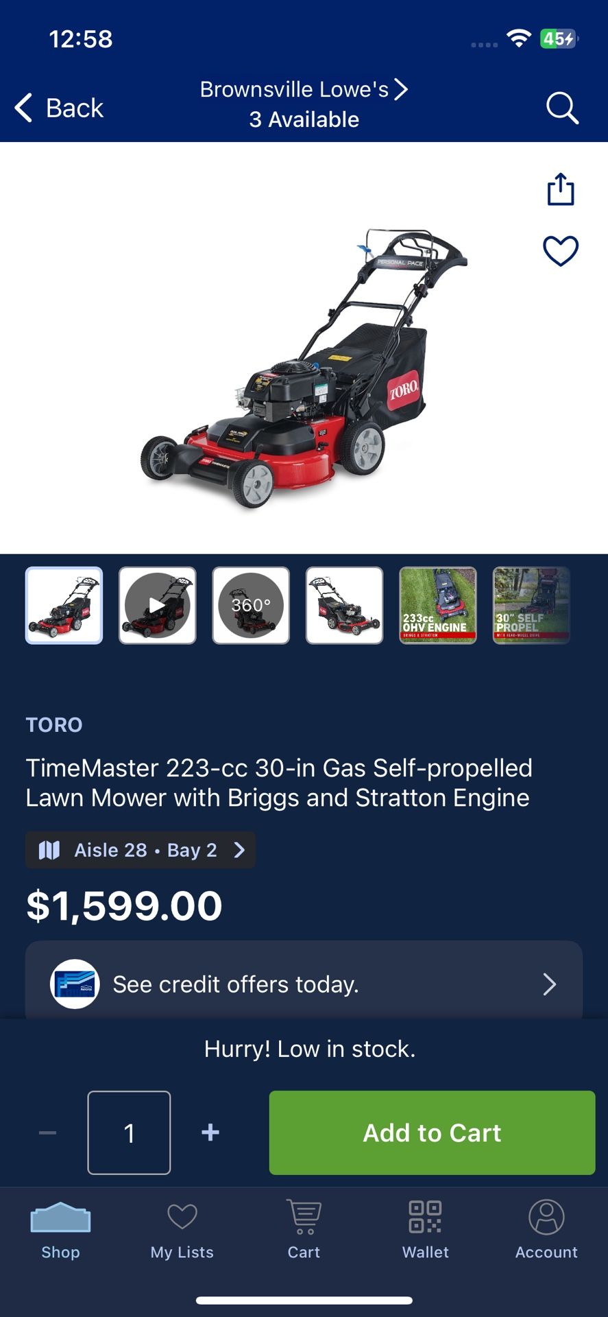 Lawn Mower Toro 30”