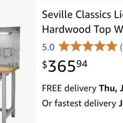 Like New Heavy Duty Lighted Industrial Work Station 