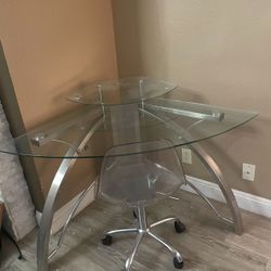 Glass Table Corner Office Set 