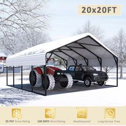 20 ft. W x 20 ft. D Carport Metal Car Canopy and Shelter, White