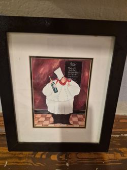 Framed Fat Chef Wine Art Print