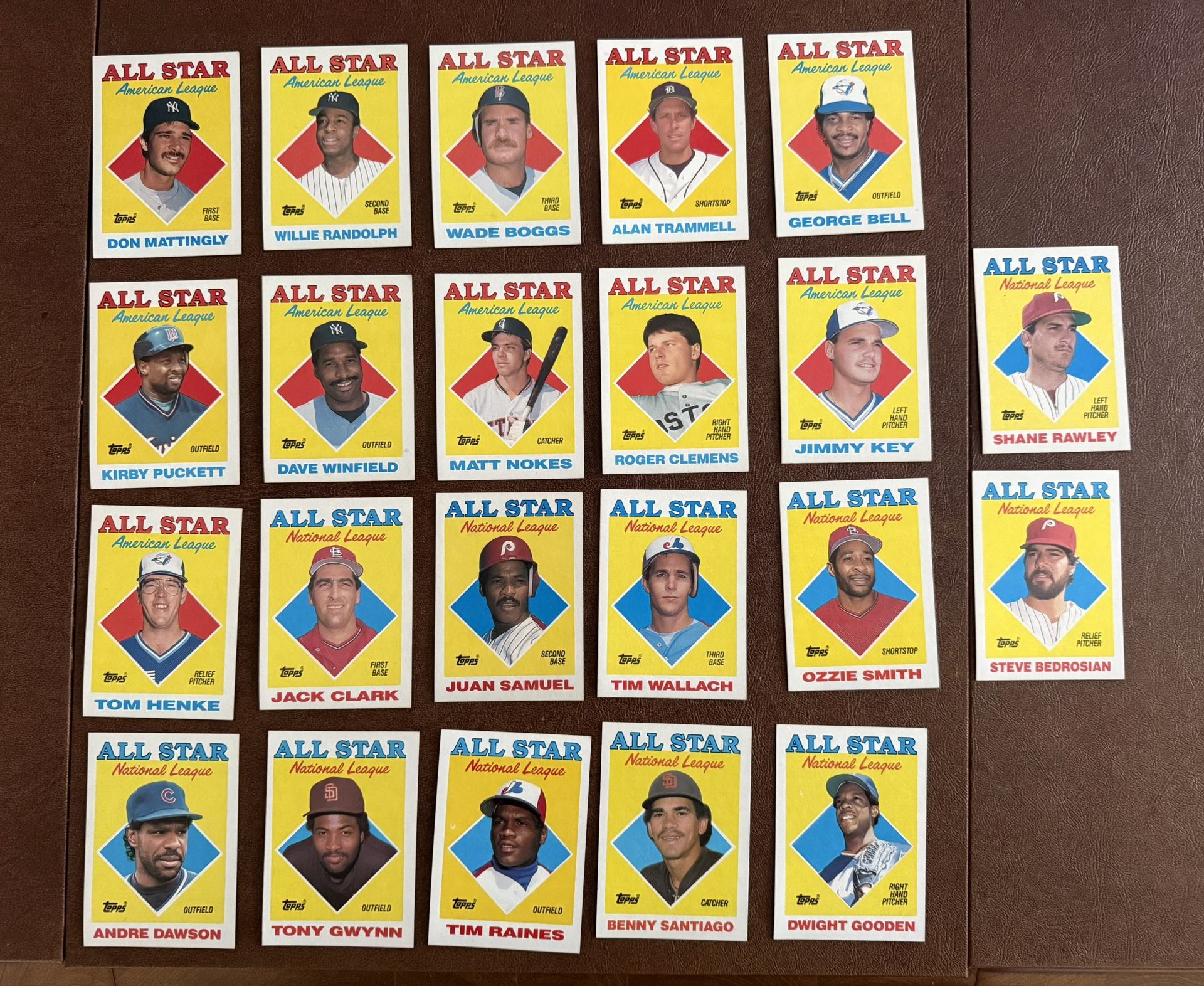 (22) 1988 Topps Baseball All Star Card Run #386-407 w/ Mattingly Gwynn +