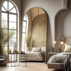 79 X 39 Gold Arch Standing Mirror
