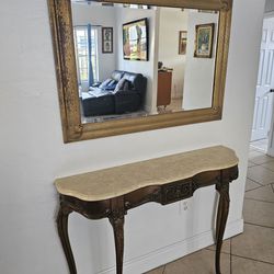 Marble Top Console And Mirror