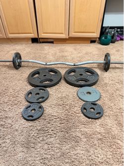 Curl bar and free weights