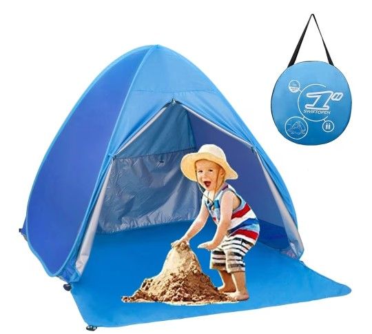 Pop Up Beach Tent Shade Sun Shelter UPF 50+ Canopy Cabana 2-3 Person for Adults Baby Kids Outdoor Activities Camping Fishing Hiking Picnic Touring (Bl