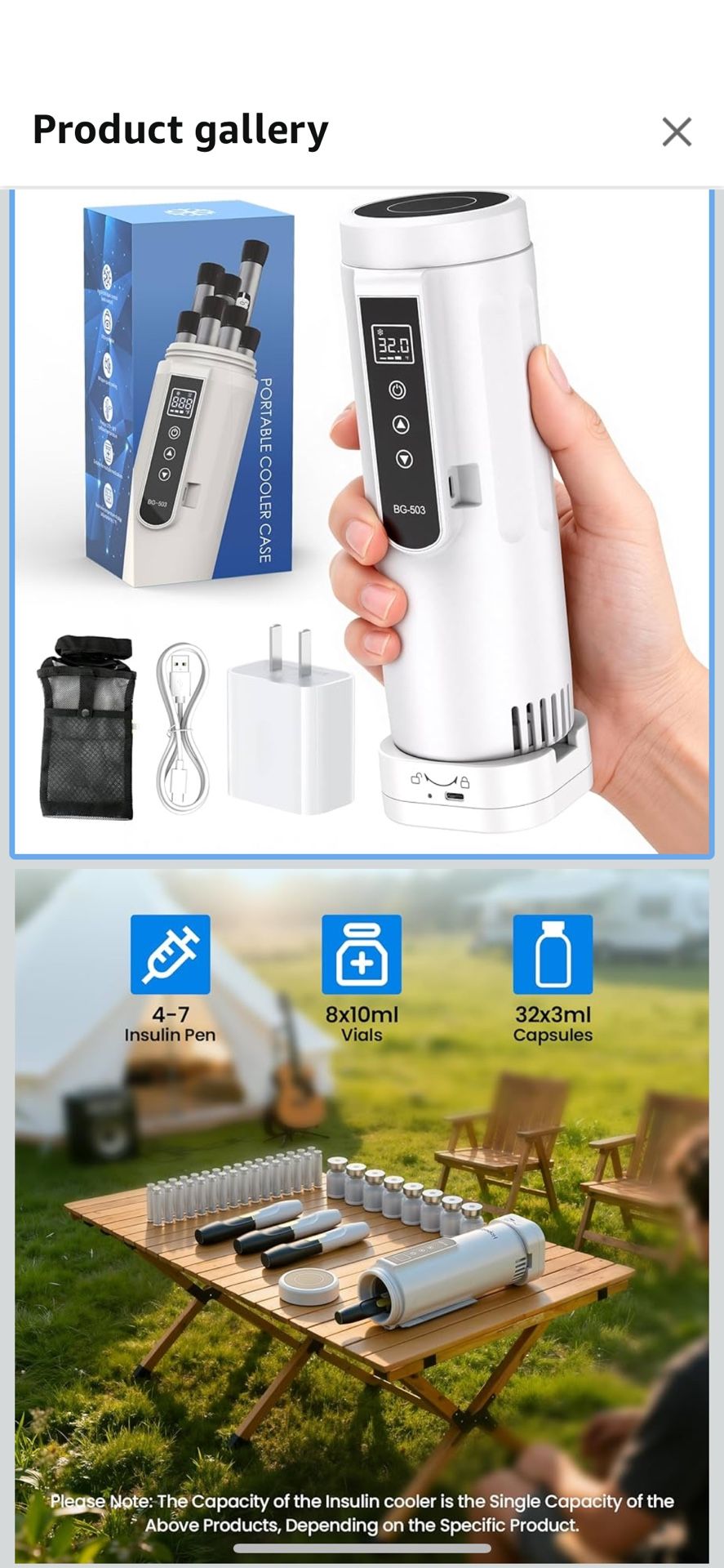 Hopelake Insulin Cooler Travel Case, Portable Insulin Refrigerator(4-7 Pens), Medication Travel Cooler with Temp Display(32℉-68℉), USB Charging/Dedica