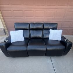 Black Leather Power Reclining Couch